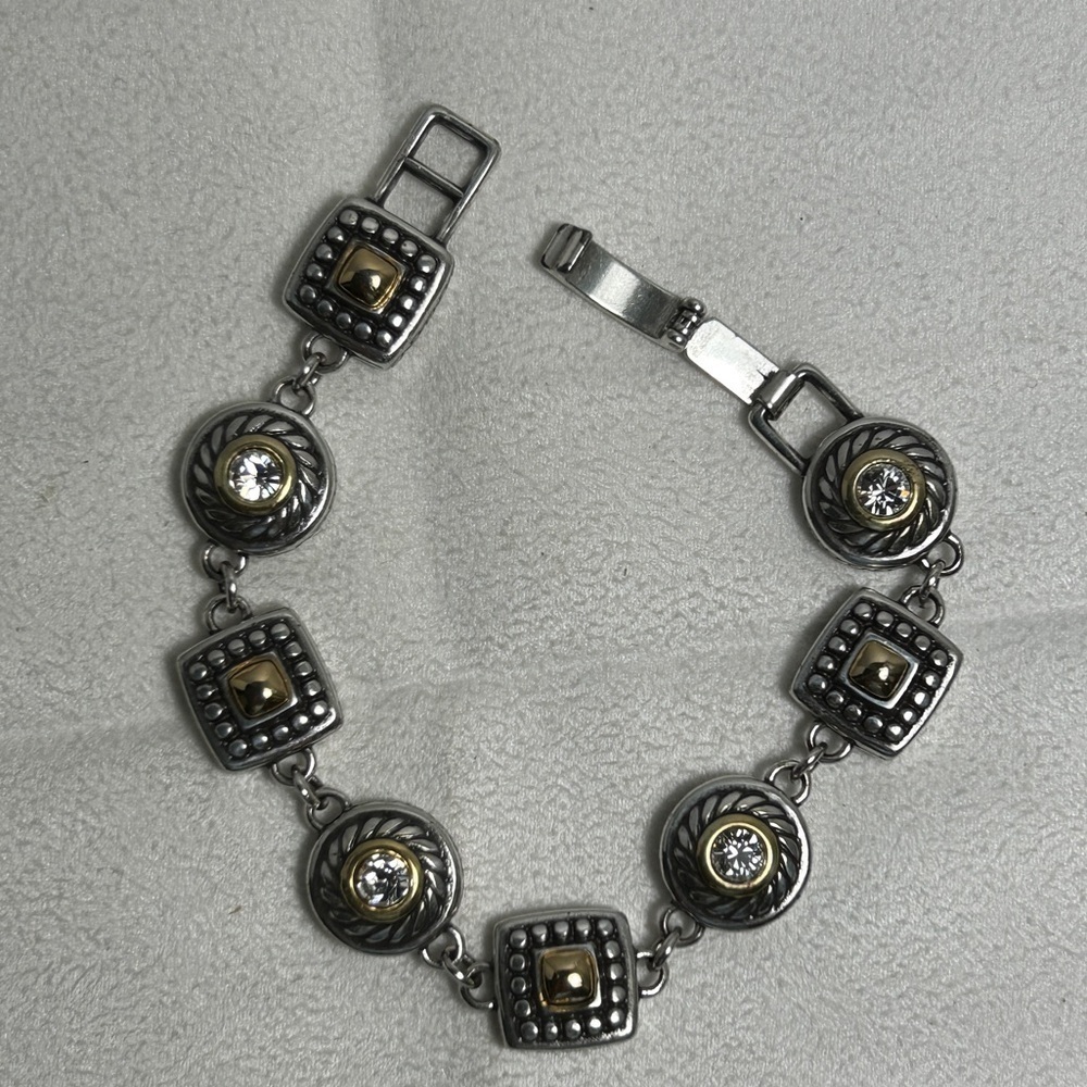 Brighton Heiress Bracelet Two-tone Silver Gold Plated 8" Adjustable - Picture 6 of 12
